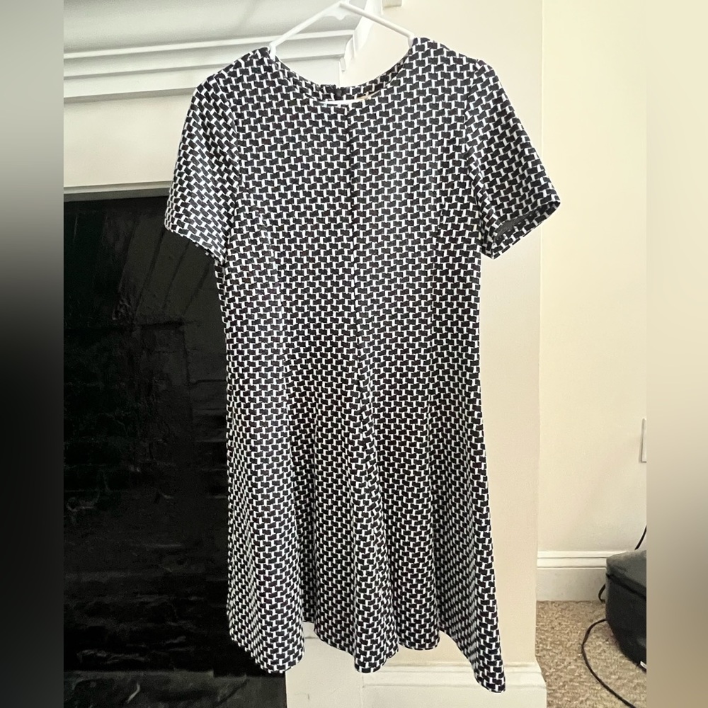 Anthropologie Black and white mini fit and flare dress